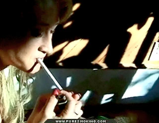 busty girl smoking
